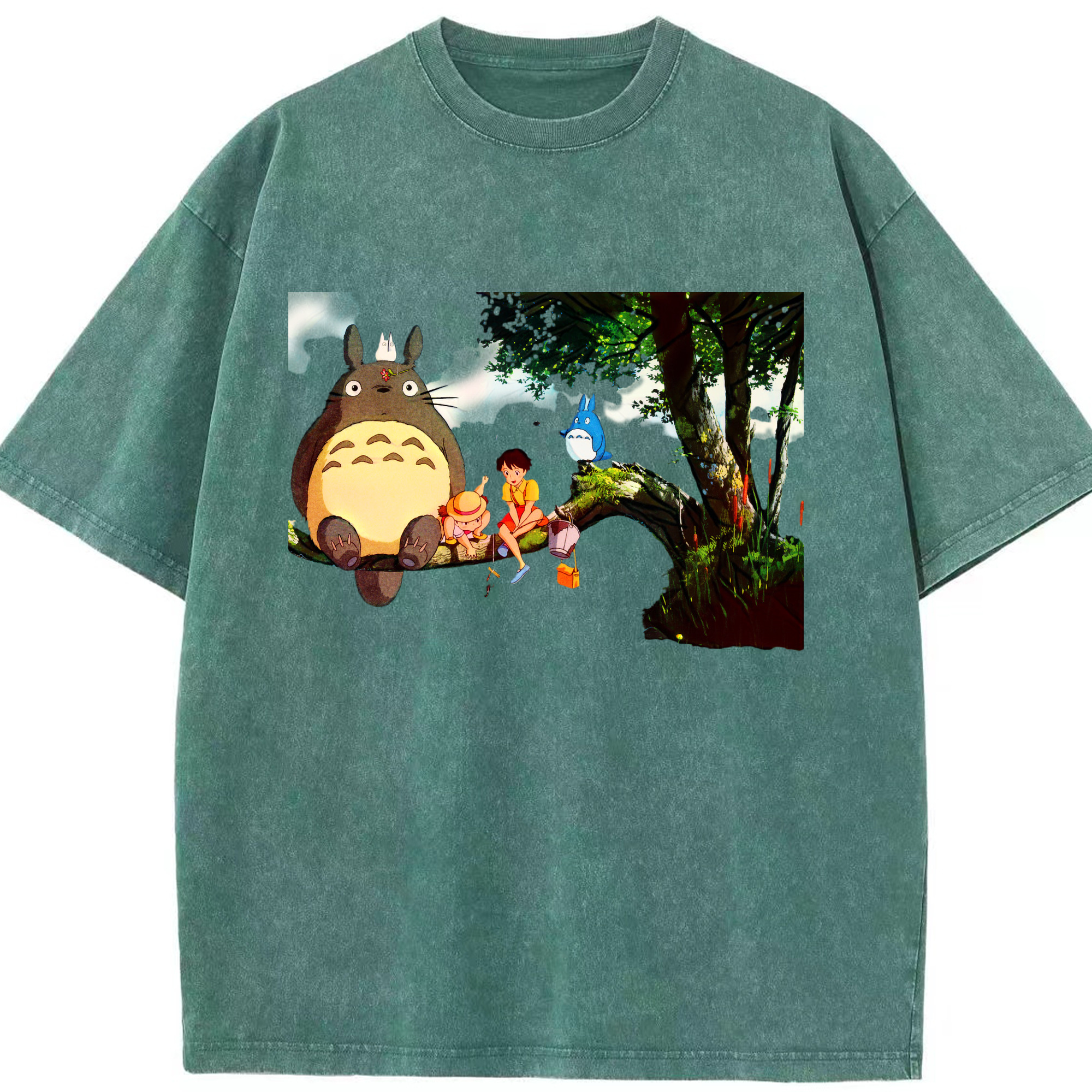 （画像用） となりのトトロ 草壁メイ 草壁サツキ My Neighbor Totoro Satsuki Kusakabe Mei Kusakabe 綿100% ヴィンテージ風 半袖Tシャツ（フロントプリント）